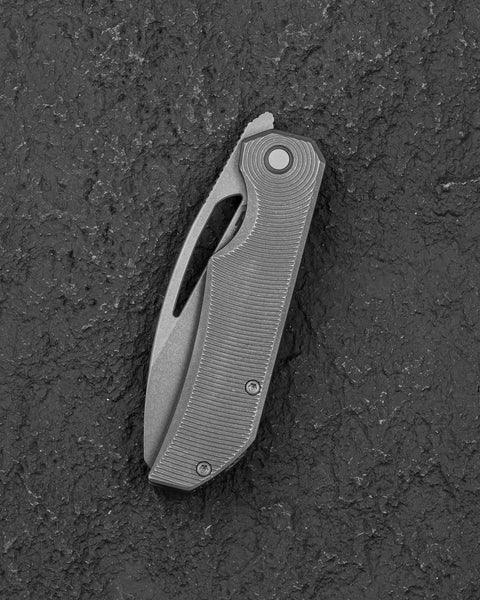 BESTECH MINI TAIPAN BT2603F Titanium Handle: 3.25'' Hollow Grinds MC Blade