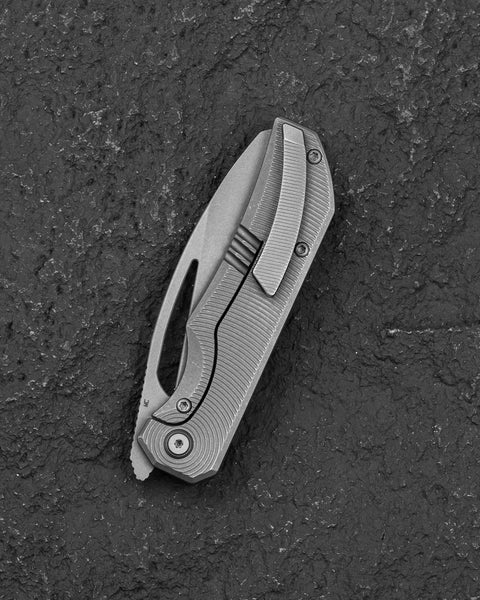 BESTECH MINI TAIPAN BT2603F Titanium Handle: 3.25'' Hollow Grinds MC Blade