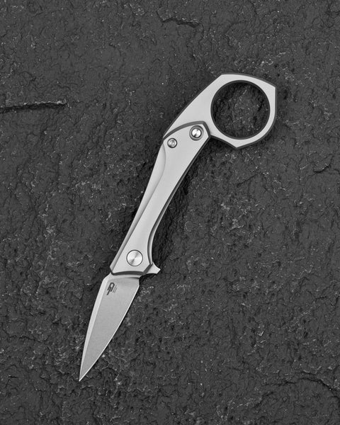 BESTECH DUCI BT2605A Titanium Handle: 1.97" CPM-20CV Blade, Flipper with Frame Lock, Removable Ring with Release Button