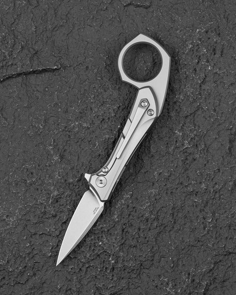 BESTECH DUCI BT2605A Titanium Handle: 1.97" CPM-20CV Blade, Flipper with Frame Lock, Removable Ring with Release Button