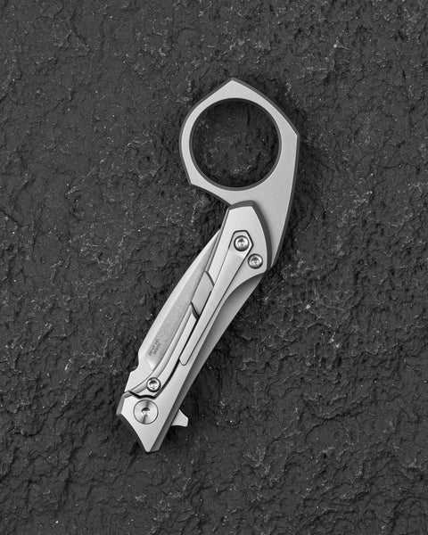 BESTECH DUCI BT2605A Titanium Handle: 1.97" CPM-20CV Blade, Flipper with Frame Lock, Removable Ring with Release Button