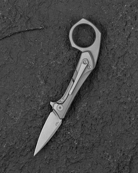 BESTECH DUCI BT2605B Titanium Handle: 1.97" CPM-20CV Blade, Flipper with Frame Lock, Removable Ring with Release Button