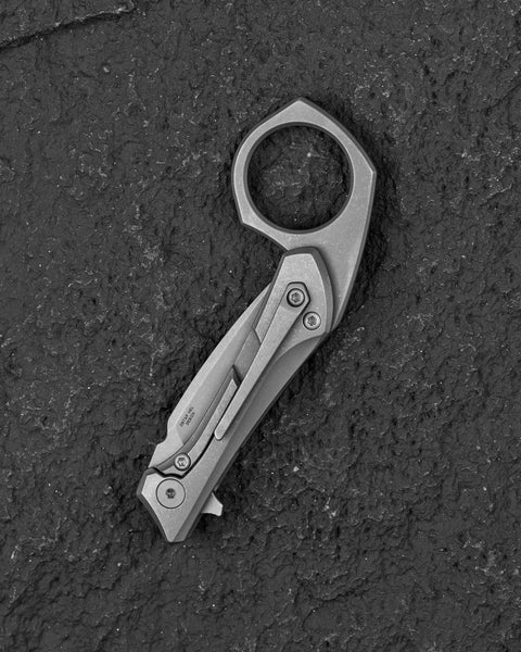 BESTECH DUCI BT2605B Titanium Handle: 1.97" CPM-20CV Blade, Flipper with Frame Lock, Removable Ring with Release Button