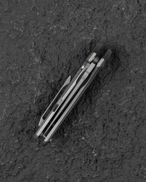 BESTECH DUCI BT2605B Titanium Handle: 1.97" CPM-20CV Blade, Flipper with Frame Lock, Removable Ring with Release Button