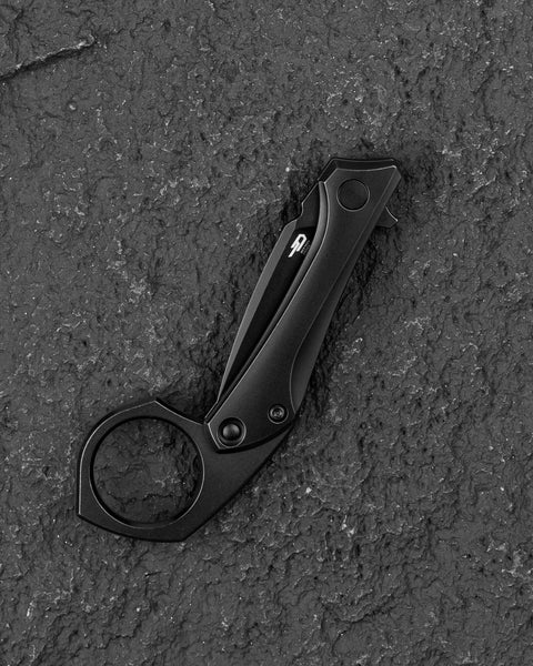 BESTECH DUCI BT2605C Titanium Handle: 1.97" CPM-20CV Blade, Flipper with Frame Lock, Removable Ring with Release Button