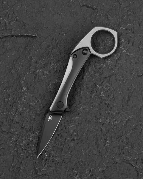 BESTECH DUCI BT2605E Titanium Handle: 1.97" CPM-20CV Blade, Flipper with Frame Lock, Removable Ring with Release Button