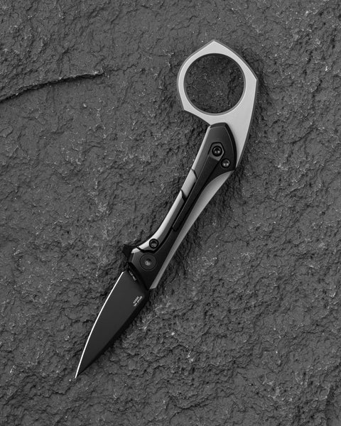 BESTECH DUCI BT2605E Titanium Handle: 1.97" CPM-20CV Blade, Flipper with Frame Lock, Removable Ring with Release Button