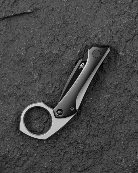 BESTECH DUCI BT2605E Titanium Handle: 1.97" CPM-20CV Blade, Flipper with Frame Lock, Removable Ring with Release Button