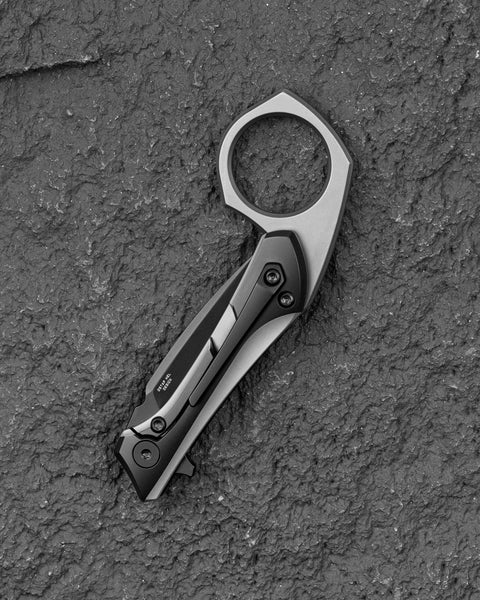BESTECH DUCI BT2605E Titanium Handle: 1.97" CPM-20CV Blade, Flipper with Frame Lock, Removable Ring with Release Button