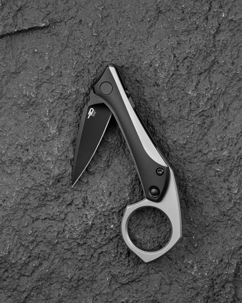 BESTECH DUCI BT2605E Titanium Handle: 1.97" CPM-20CV Blade, Flipper with Frame Lock, Removable Ring with Release Button