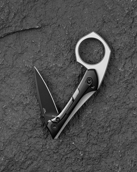 BESTECH DUCI BT2605E Titanium Handle: 1.97" CPM-20CV Blade, Flipper with Frame Lock, Removable Ring with Release Button