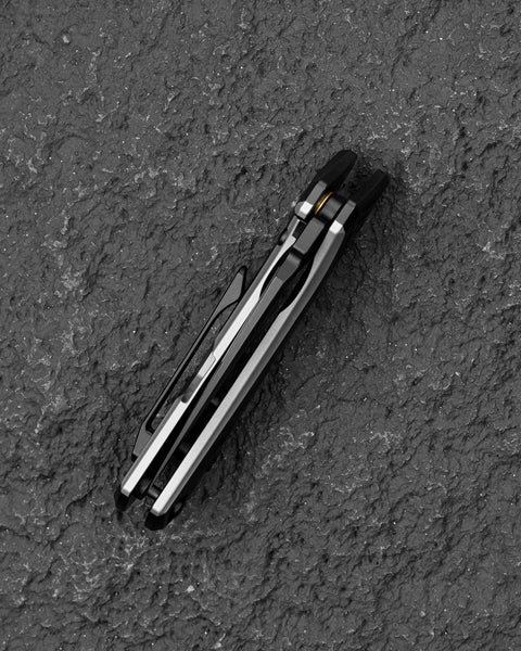 BESTECH DUCI BT2605E Titanium Handle: 1.97" CPM-20CV Blade, Flipper with Frame Lock, Removable Ring with Release Button