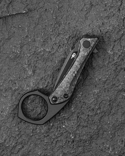 BESTECH DUCI BT2605F Titanium Handle: 1.97" CPM-20CV Blade, Flipper with Frame Lock, Removable Ring with Release Button
