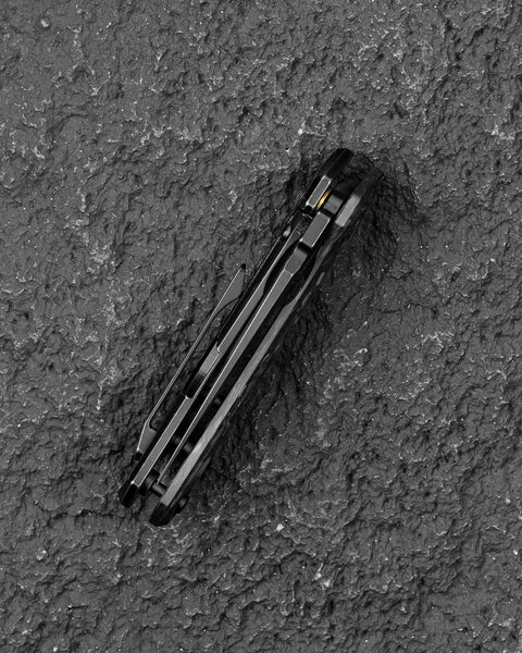 BESTECH DUCI BT2605F Titanium Handle: 1.97" CPM-20CV Blade, Flipper with Frame Lock, Removable Ring with Release Button
