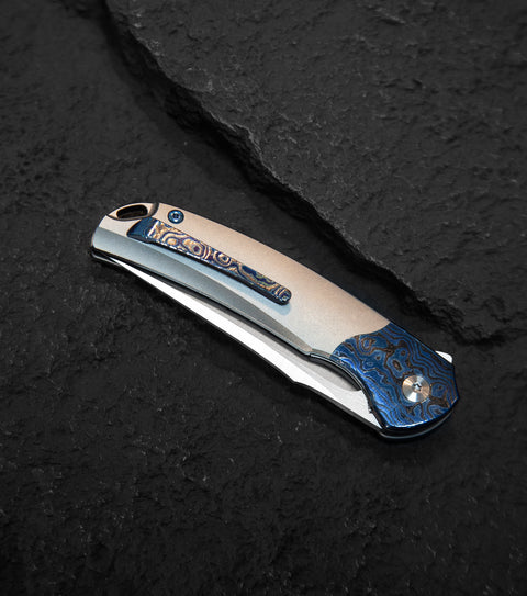 BESTECH SUPERNOVA BT2111D Titanium+Zirconium Timascus Bolster Handle: 3.07" M390 Blade
