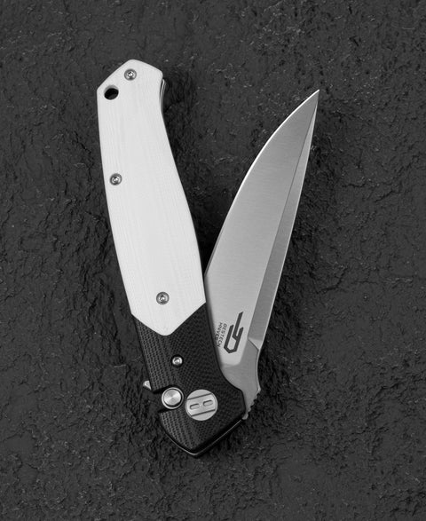 BESTECH SWORDFISH BG62B Black and White G10 Handle 3.94" 14C28N Blade