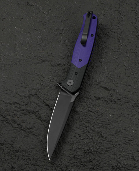 BESTECH SWORDFISH BG62C Black and Purple G10 Handle 3.94" 14C28N Blade