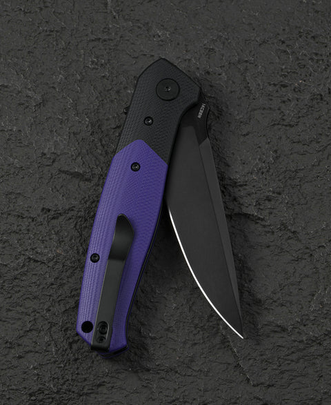 BESTECH SWORDFISH BG62C Black and Purple G10 Handle 3.94" 14C28N Blade
