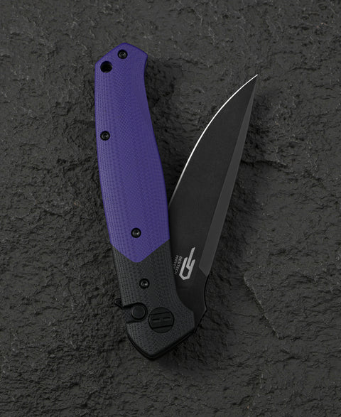 BESTECH SWORDFISH BG62C Black and Purple G10 Handle 3.94" 14C28N Blade
