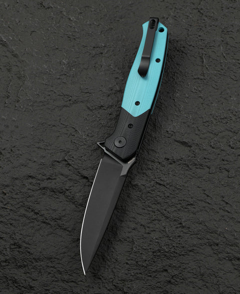 BESTECH SWORDFISH BG62E Black and Light Blue G10 Handle 3.94" 14C28N Blade