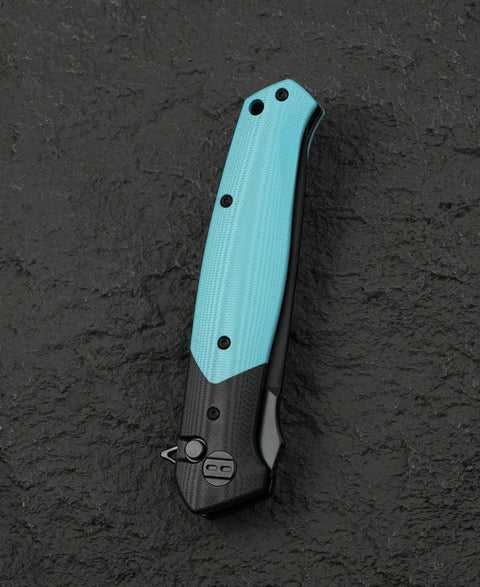 BESTECH SWORDFISH BG62E Black and Light Blue G10 Handle 3.94" 14C28N Blade