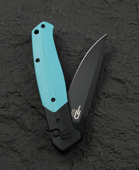 BESTECH SWORDFISH BG62E Black and Light Blue G10 Handle 3.94" 14C28N Blade