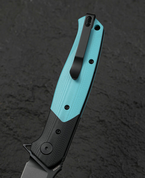 BESTECH SWORDFISH BG62E Black and Light Blue G10 Handle 3.94" 14C28N Blade