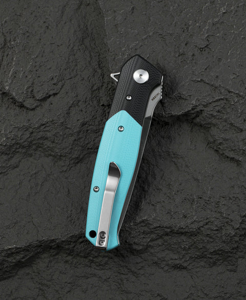 BESTECH SWORDFISH BG62F Black and Light Blue G10 Handle 3.94" 14C28N Blade