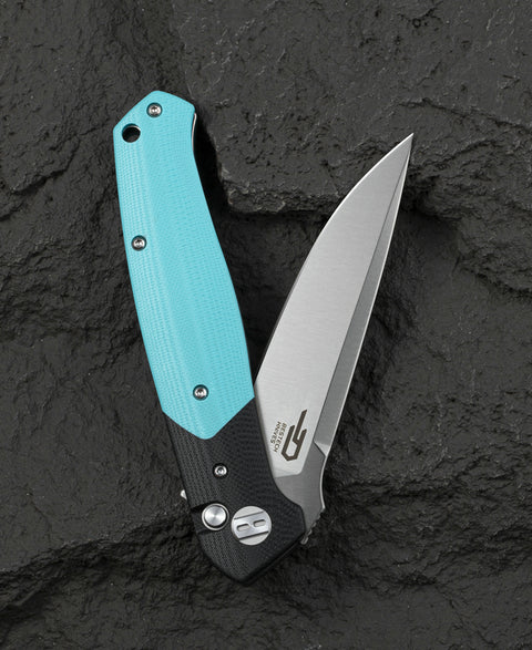 BESTECH SWORDFISH BG62F Black and Light Blue G10 Handle 3.94" 14C28N Blade